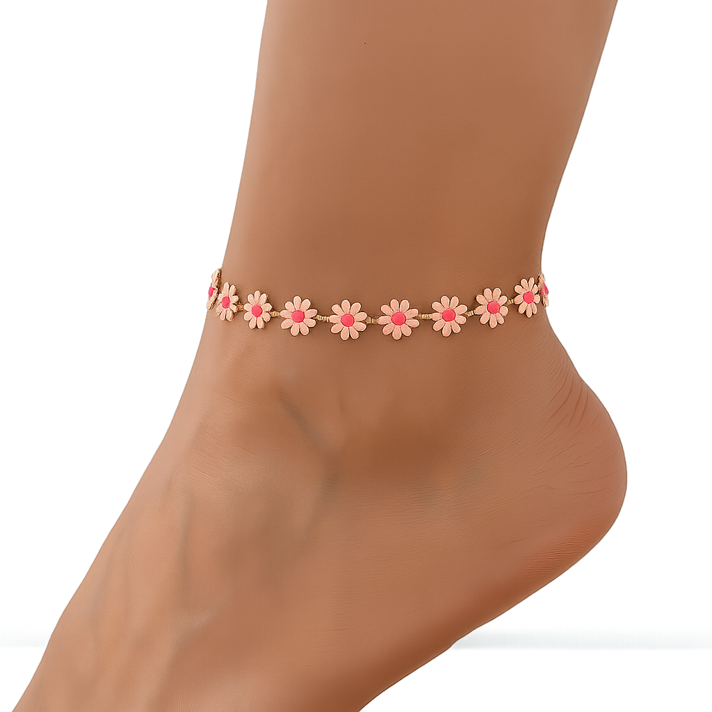 Blush Daisy Charm Anklet