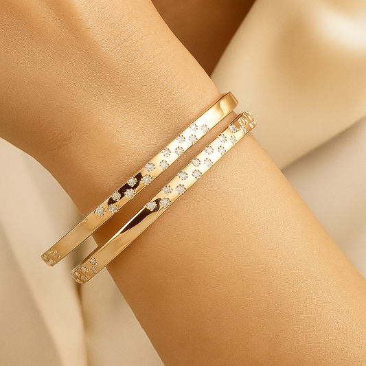 A.D. Diamond Rose Gold Bangles (Set of 2)