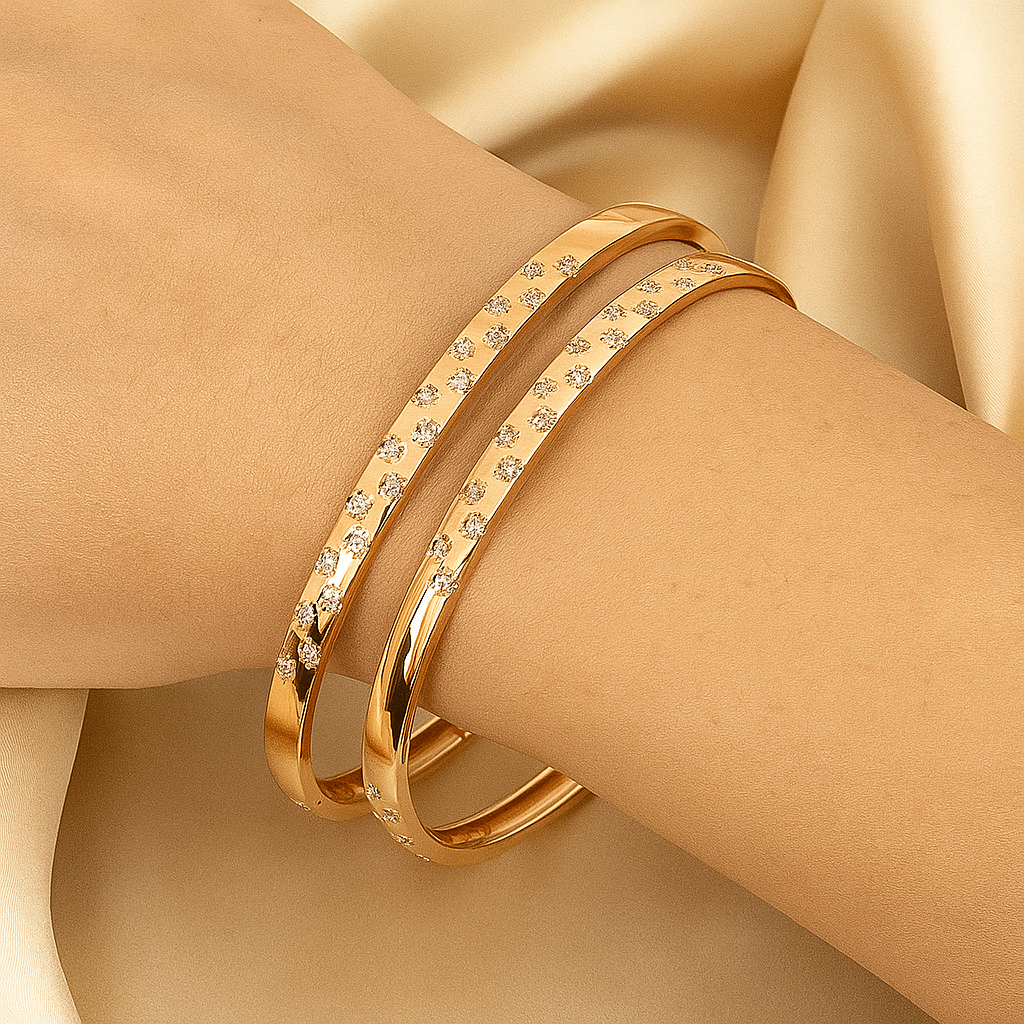 A.D. Diamond Rose Gold Bangles (Set of 2)