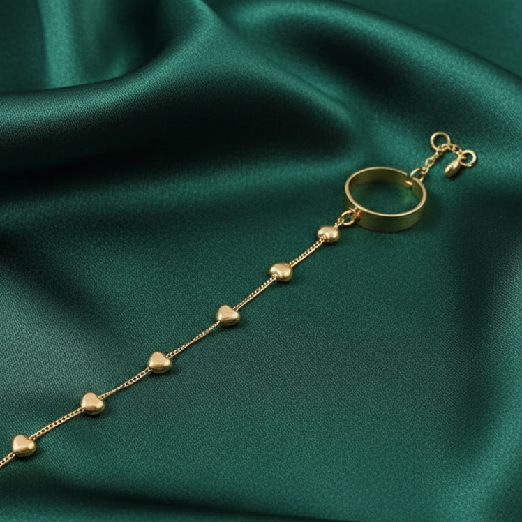 Golden Heartline Hand Chain