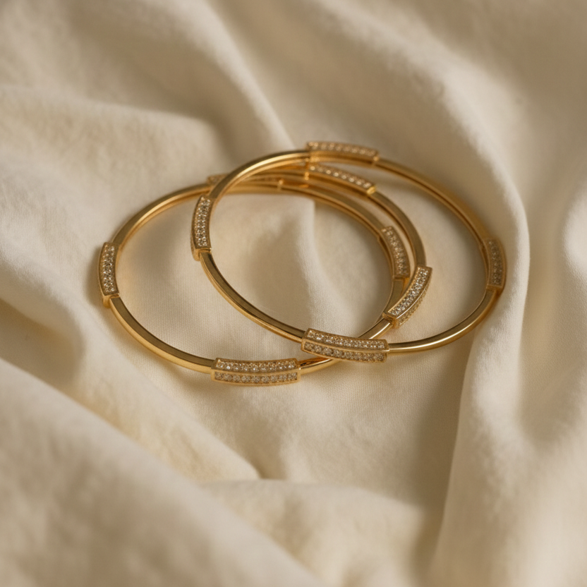 Clove Shaped Diamond Bangles (Set of 2)