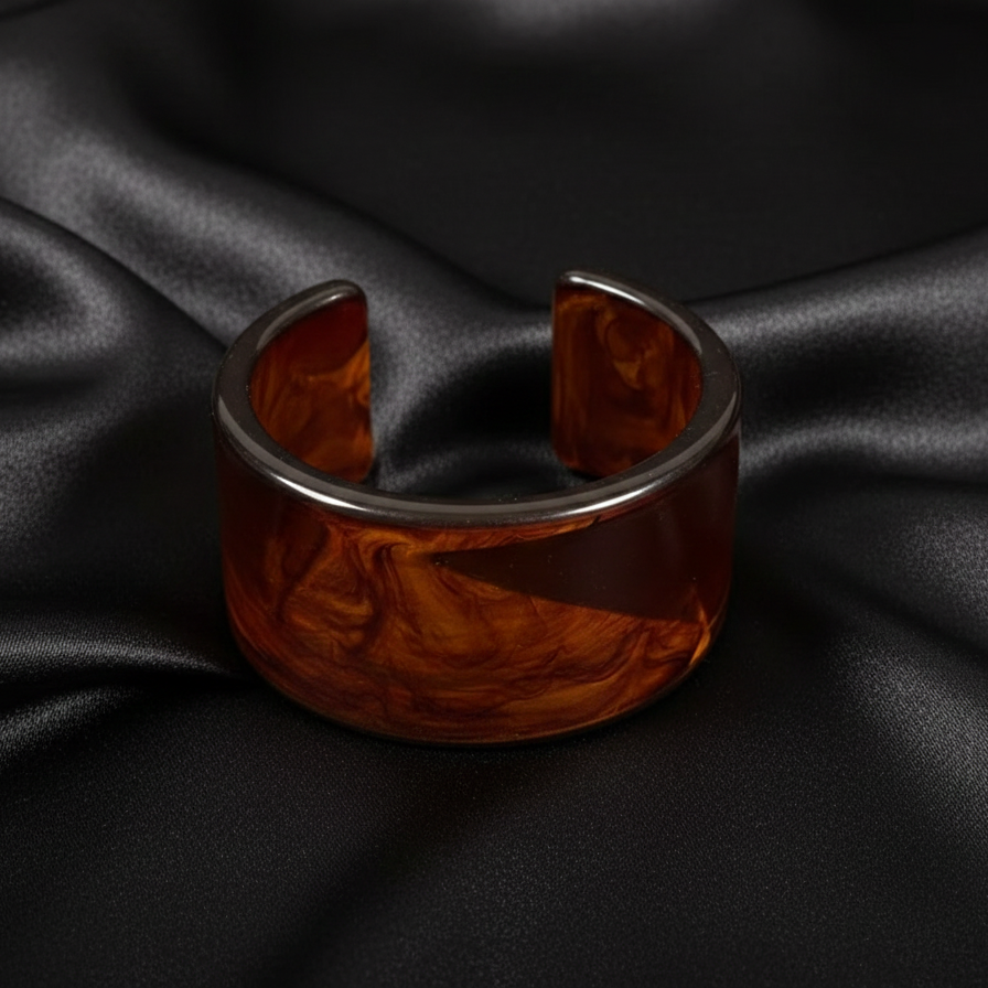 Amber Swirl Acrylic Statement Bangle