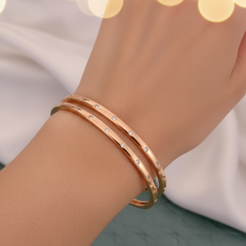 Rosy A.D. Diamond Bangles (Set of 2)