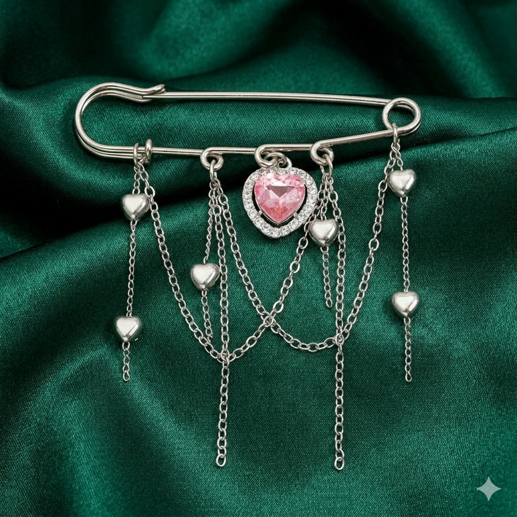 Blush Heart Tassel Brooch