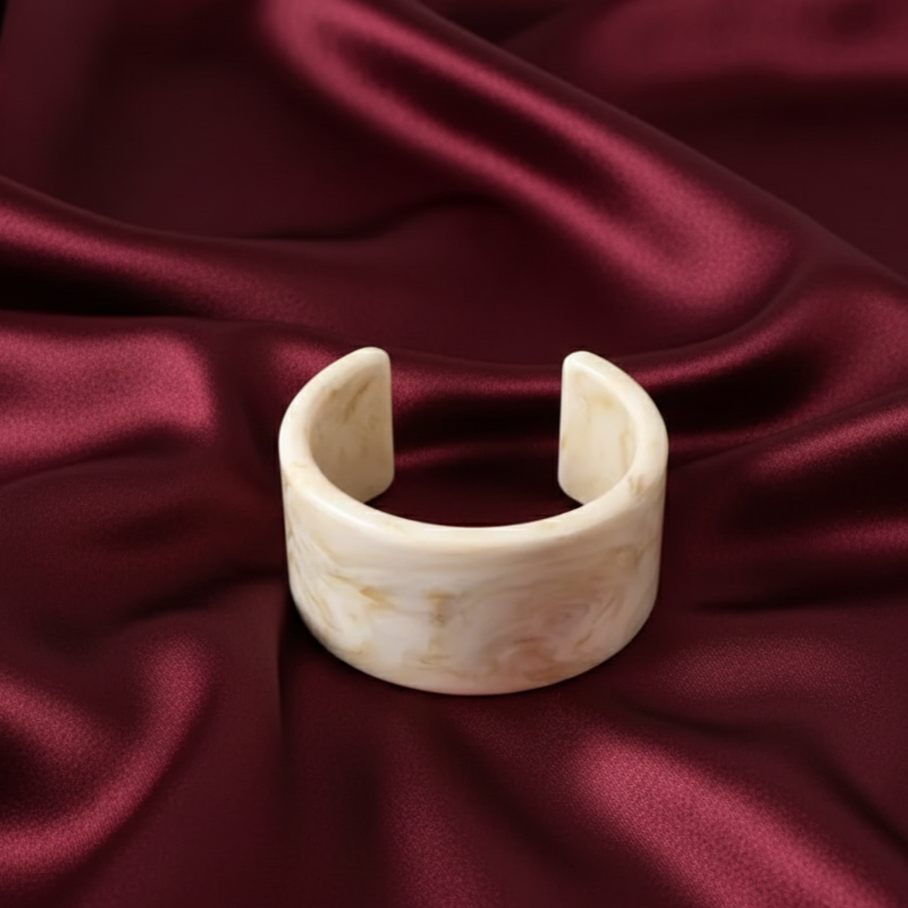 Ivory Marble Acrylic Statement Bangle
