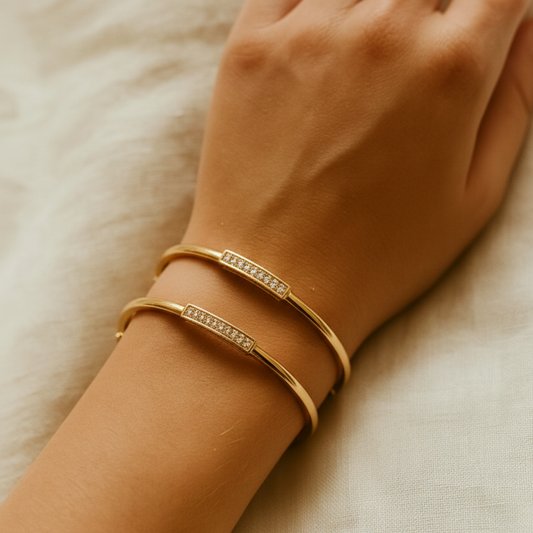 Clove Shaped Diamond Bangles (Set of 2)