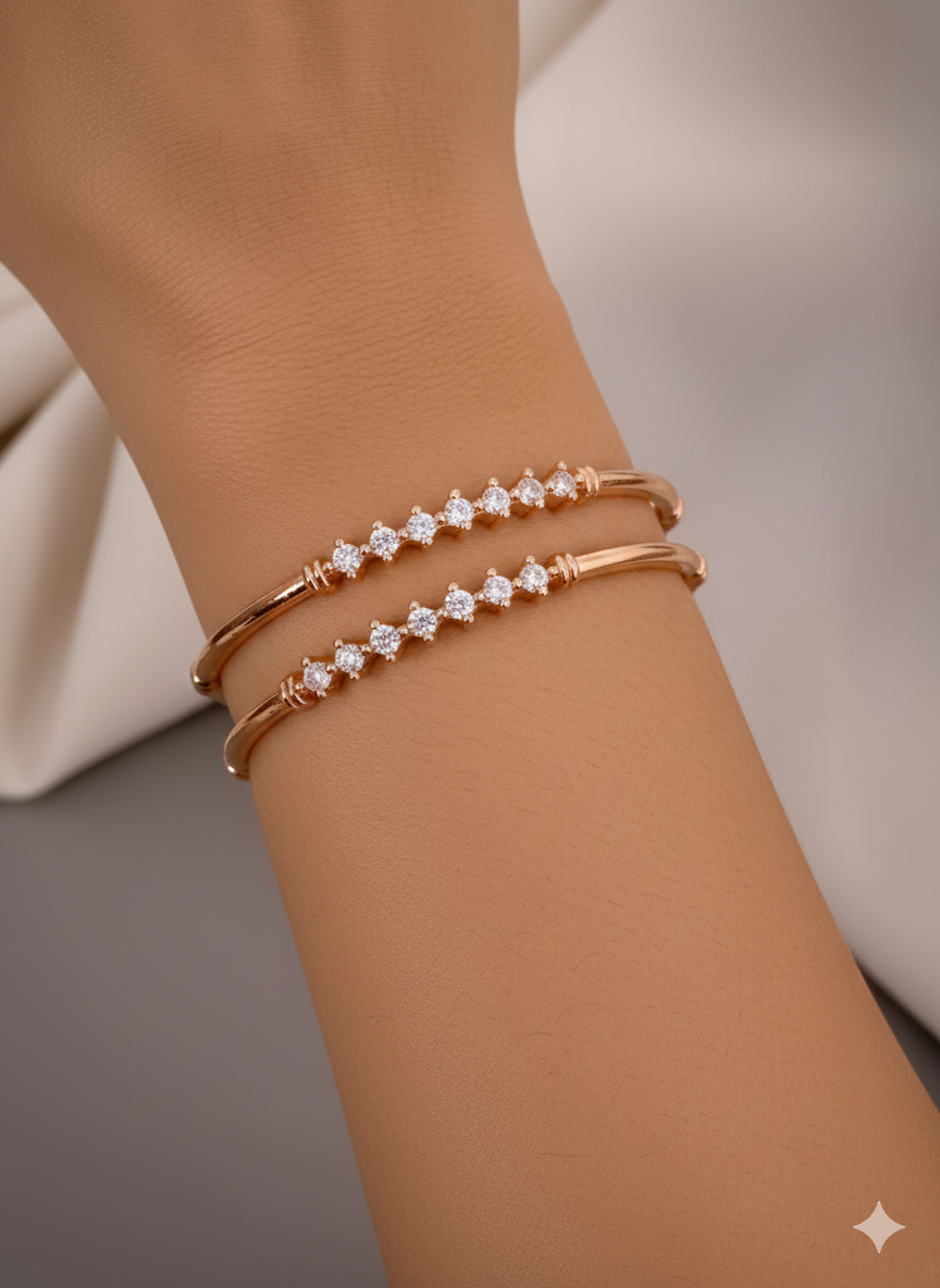 Starlit Grace Rose Gold Bangles (Set of 2)