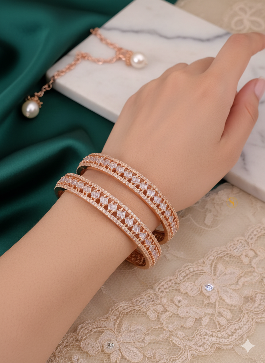Regal Baguette Charm Bangles (Set of 2)