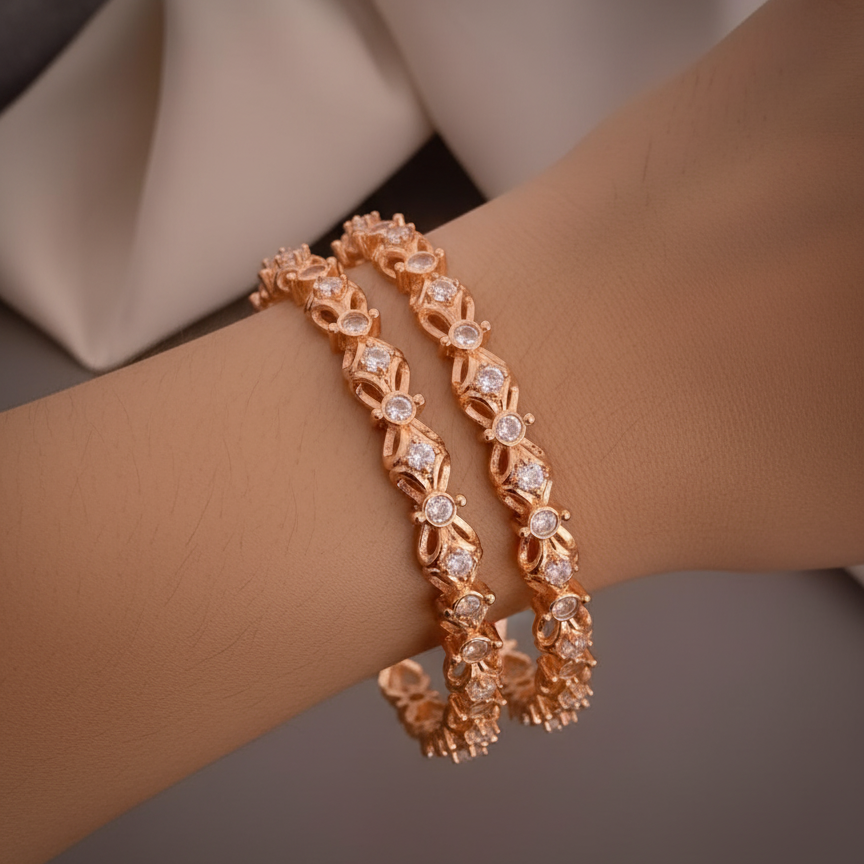 Floral Charm Bangles (Set of 2)