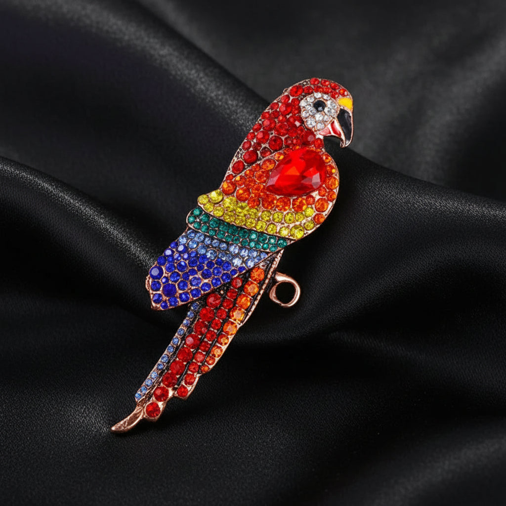 Scarlet Parrot Brooch