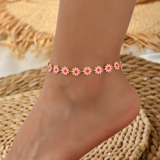 Blush Daisy Charm Anklet