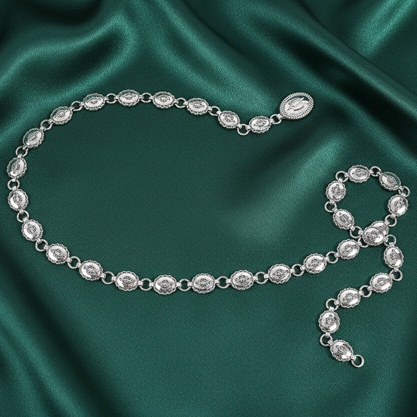 Silver Nova Coin Drop Waist Chain