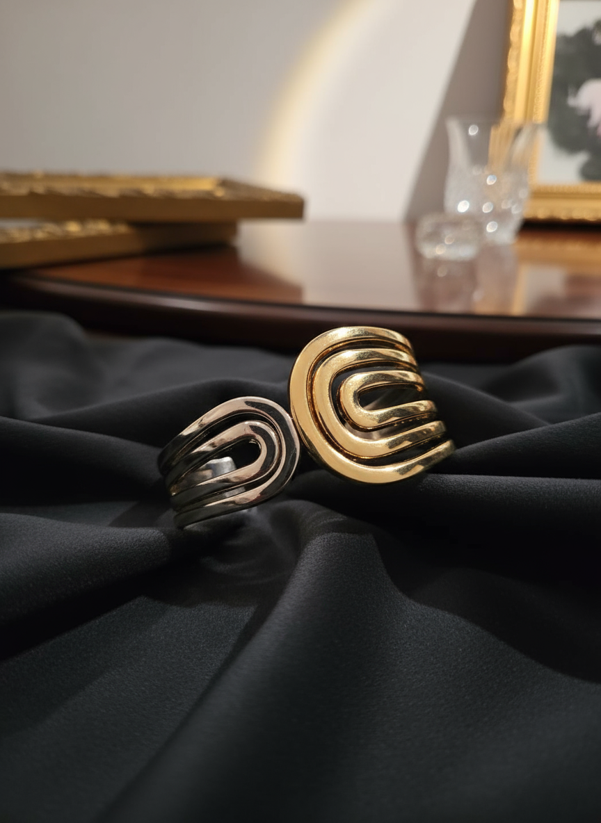 Eternal Arc Dual-Tone Cuff Bracelet