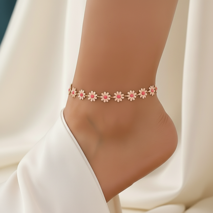 Blush Daisy Charm Anklet