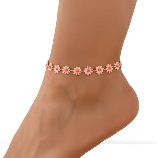 Blush Daisy Charm Anklet
