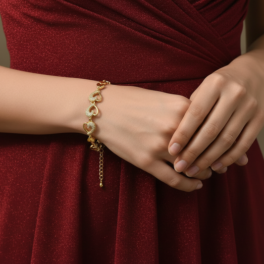 Hearts Entwined Rose Bracelet