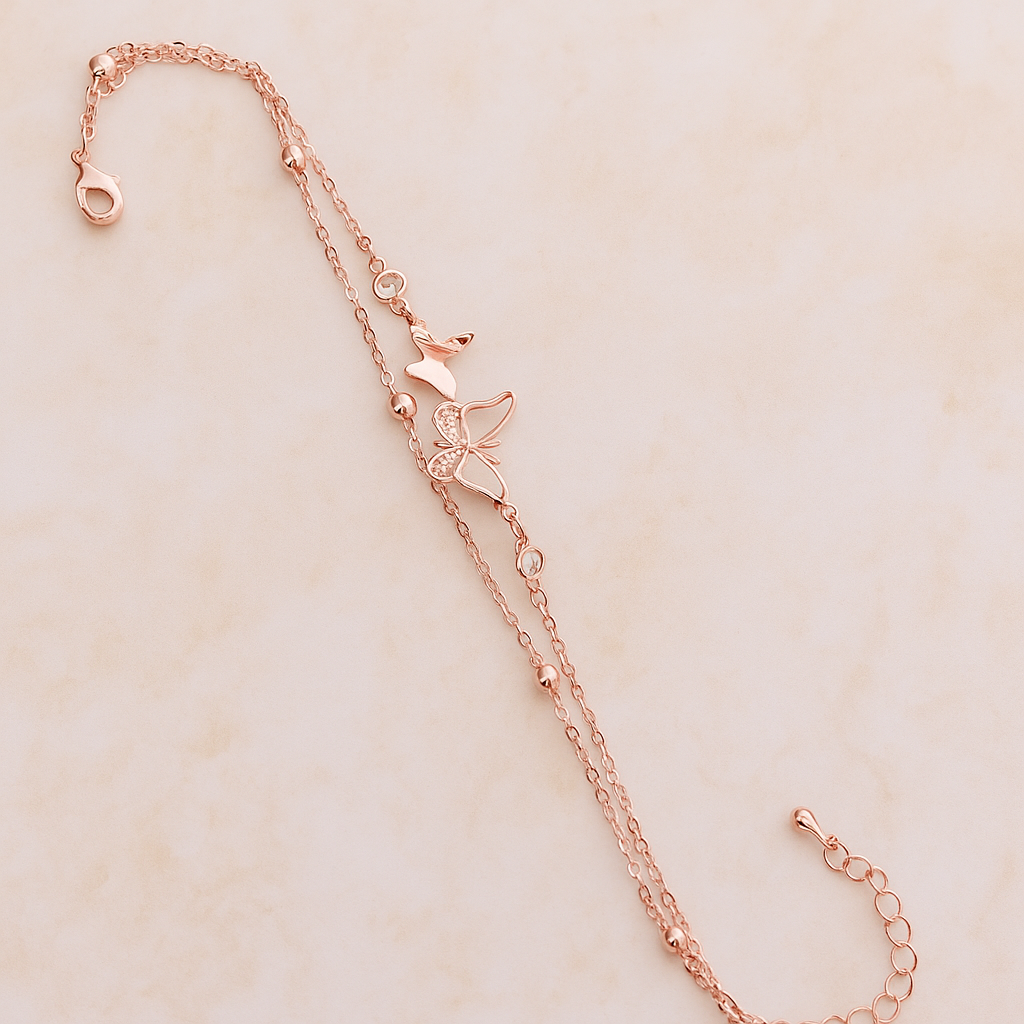Butterfly Kisses Rose Gold Bracelet