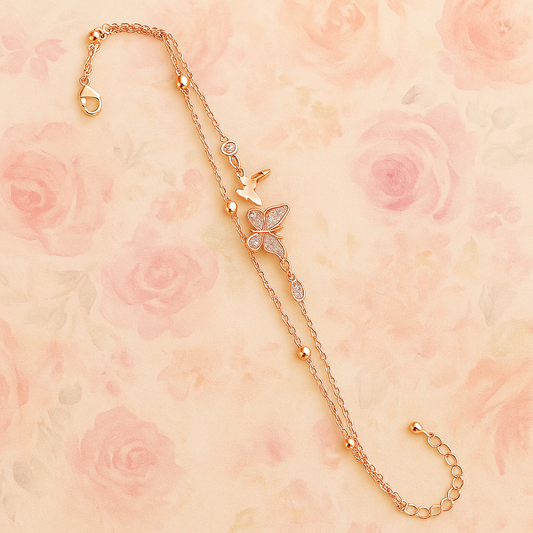 Butterfly Kisses Rose Gold Bracelet