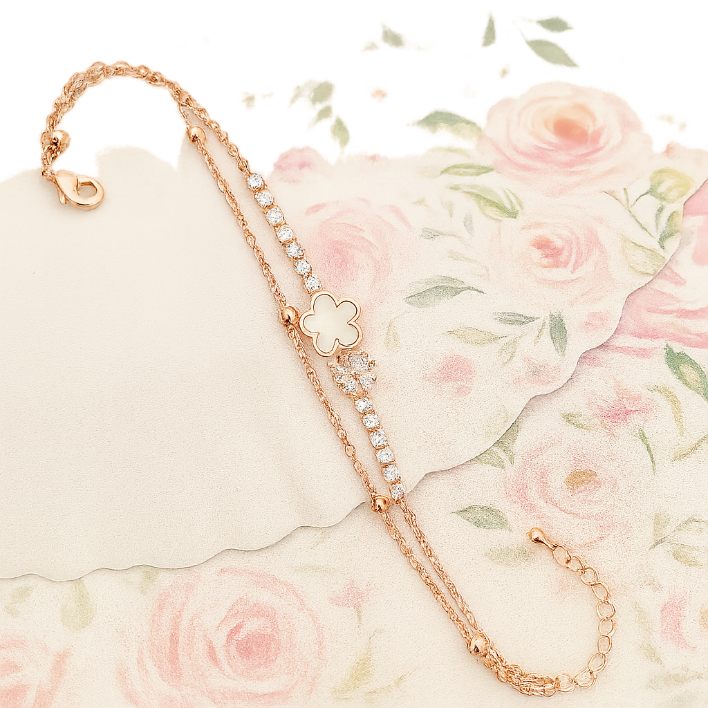 Blush Bloom Dual Chain Bracelet