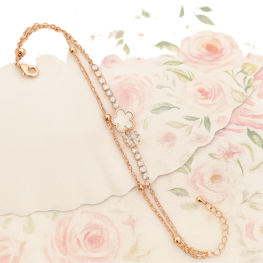 Blush Bloom Dual Chain Bracelet