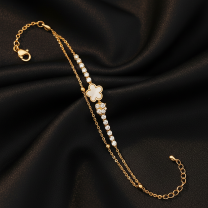 Blush Bloom Dual Chain Bracelet
