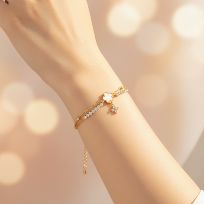 Blush Bloom Dual Chain Bracelet