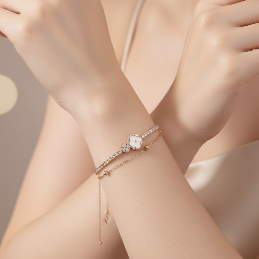 Blush Charm Clover Bracelet