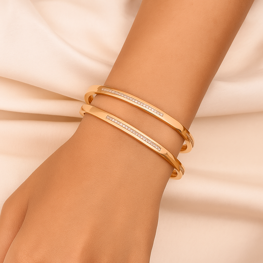 Linear Luxe Diamond Bangles (Set of 2)