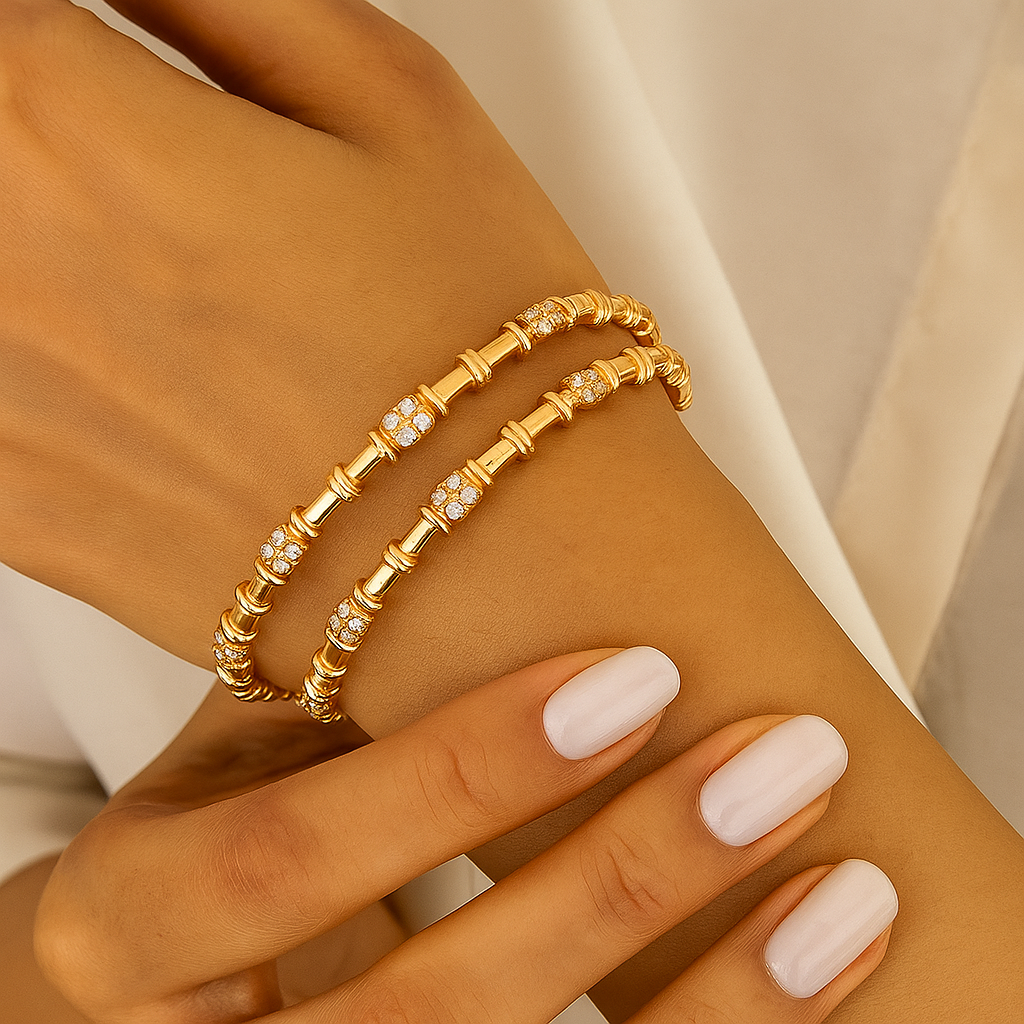 Stellar Gleam Rose Bangles (Set of 2)