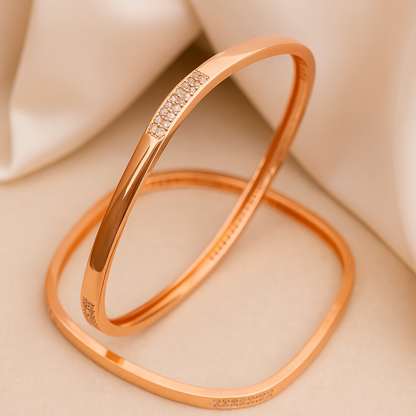 Radiant Rose Gold Sleek Bangles (Set of 2)