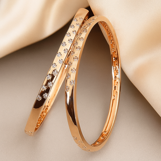 A.D. Diamond Rose Gold Bangles (Set of 2)
