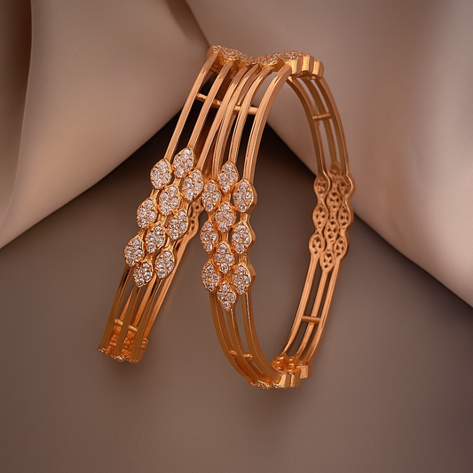 Radiant Bloom Rose Gold Bangles (Set of 2)