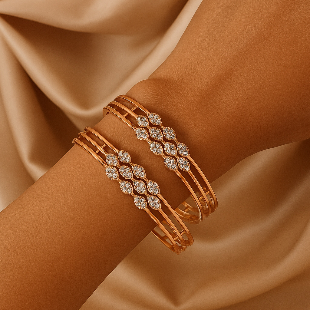 Radiant Bloom Rose Gold Bangles (Set of 2)
