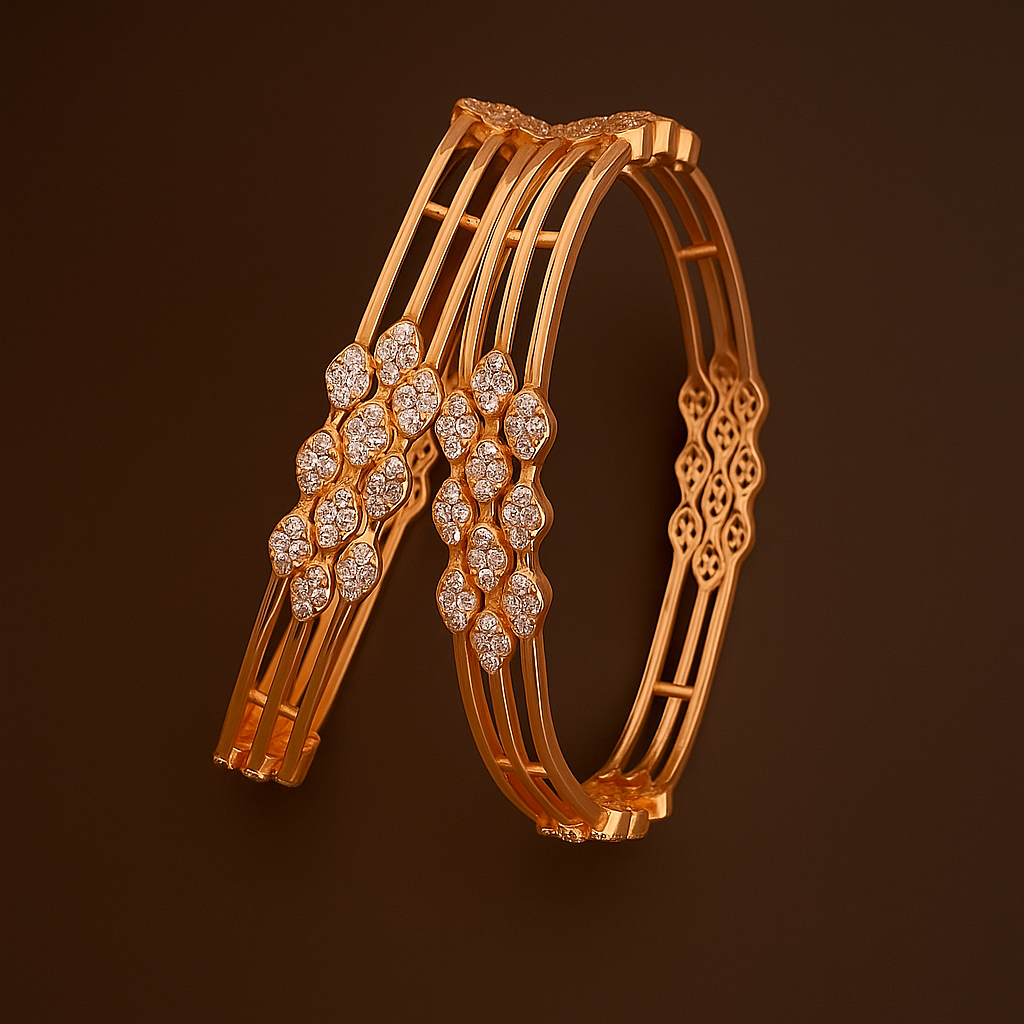 Radiant Bloom Rose Gold Bangles (Set of 2)