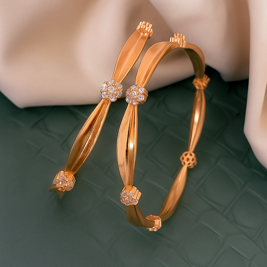 Golden Petal Rose Gold Bangles (Set of 2)