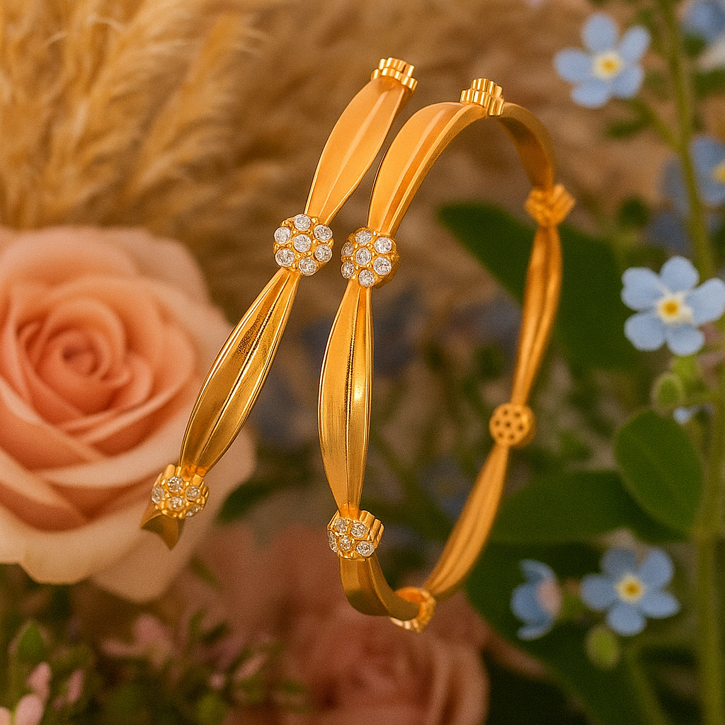 Golden Petal Rose Gold Bangles (Set of 2)