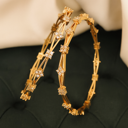 Starry Lattice Rose Gold Bangles (Set of 2)