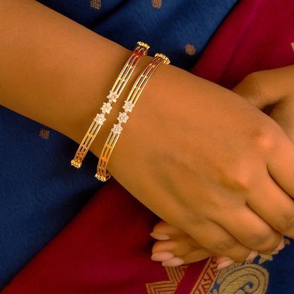 Sparkling Floret Cluster Bangles (Set of 2)