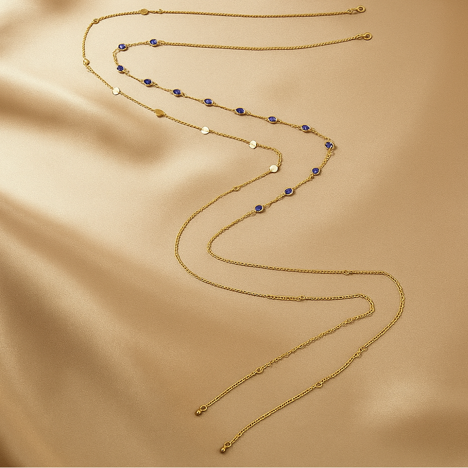 Blue Midnight Droplet Dual Waist Chain