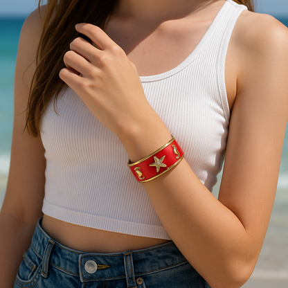 Red Coral Reef Teen Cuff Bracelet