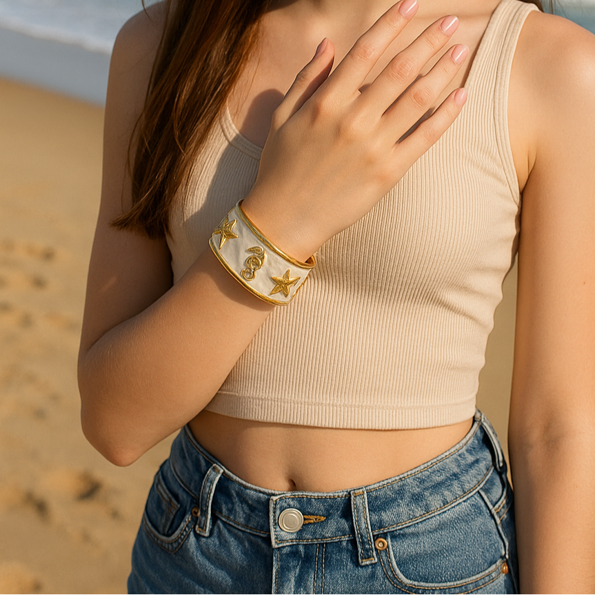White Coral Reef Teen Cuff Bracelet
