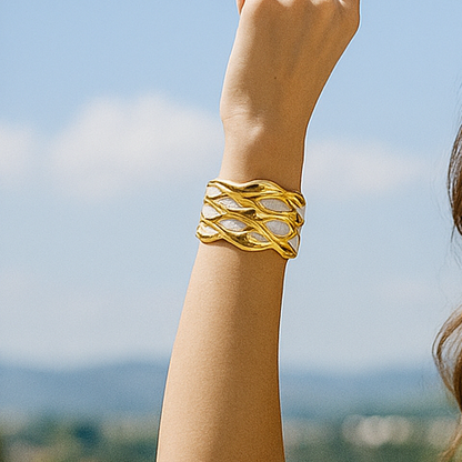 White Coral Wave Teen Cuff Bracelet