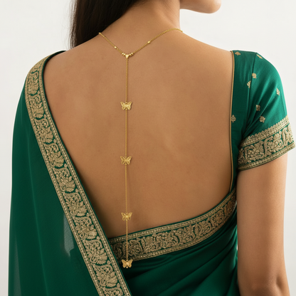 Butterfly back chain in gold-tone