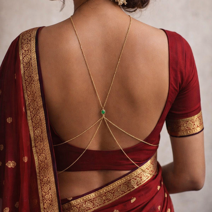 Green stone body chain draping front and back