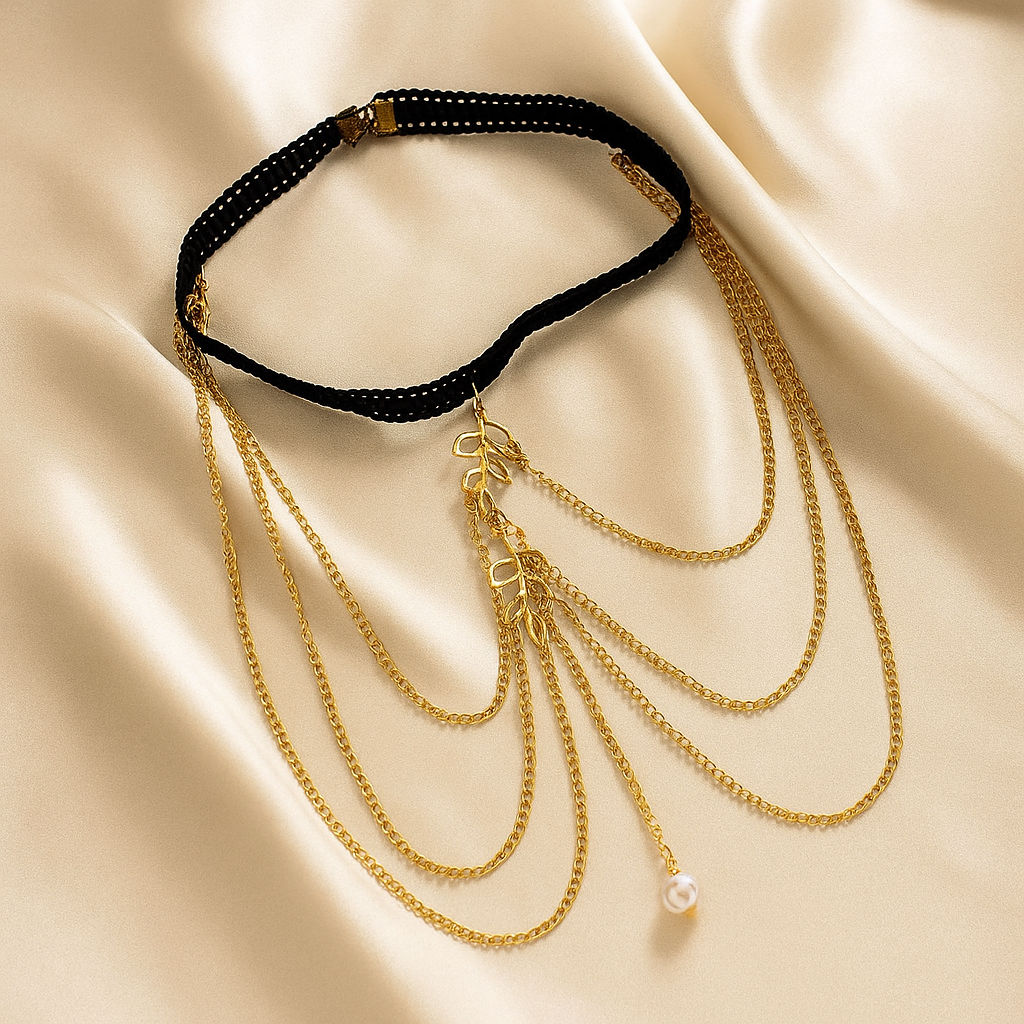 Golden Leaf Multi-Layer Thigh Chain