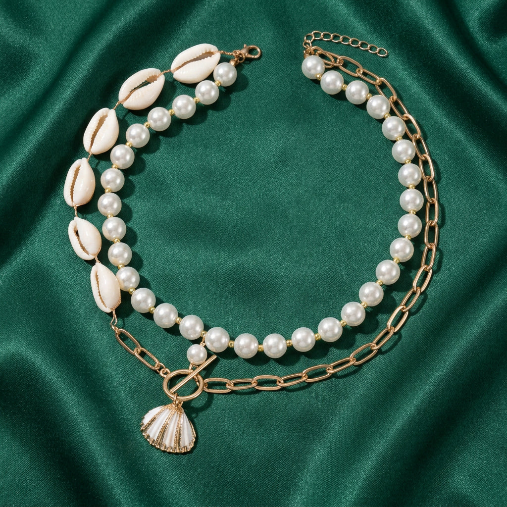 Marina Shell Beaded Statement Choker