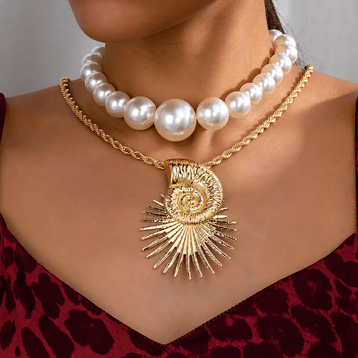 Ocean Muse Conch & Pearl Necklace