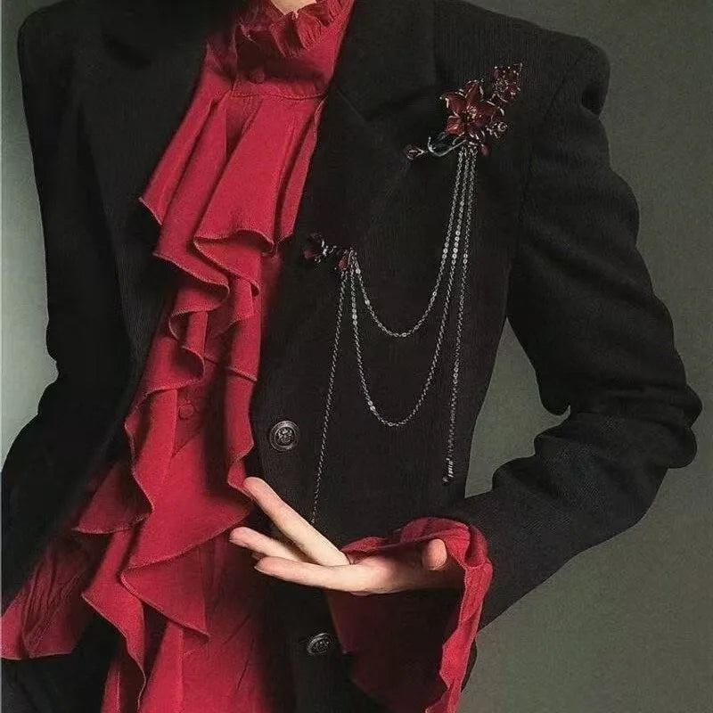 Crimson Drape Brooch Chain