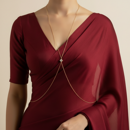 Solitaire Drape body chain with a single stone on a fine chain