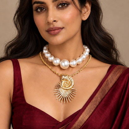 Ocean Muse Conch & Pearl Necklace